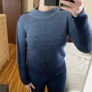 Athleta blue ombré wool crewneck sweater size XS